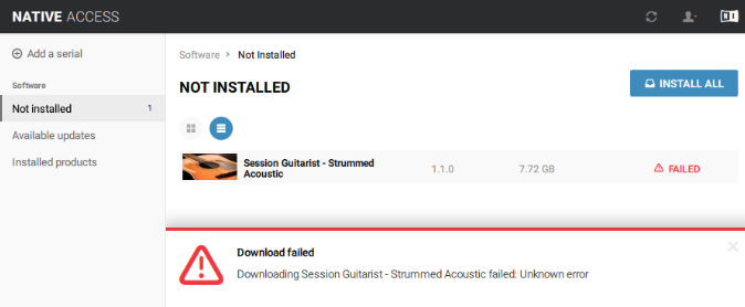 komplete ultimate 10 download failed new computer