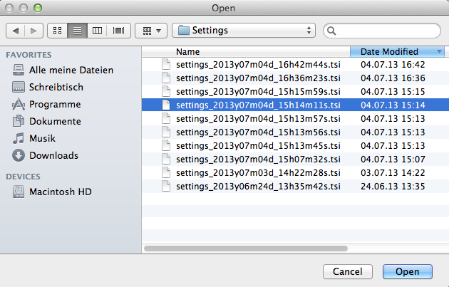 Settings Backups