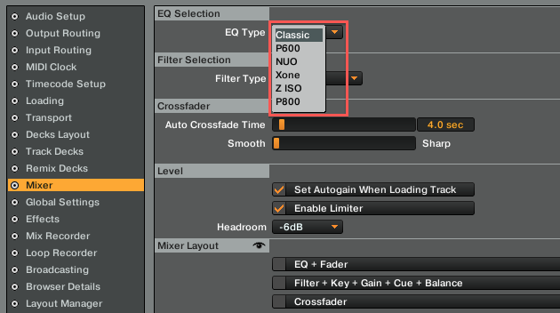 EQ Selection