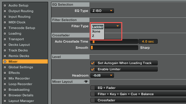 Filter Selection