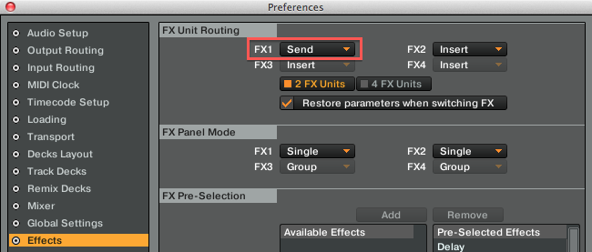 Effects Settings