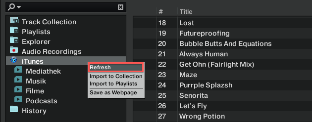 Refresh iTunes