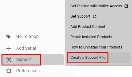 What information is collected in the Native Access support file ...