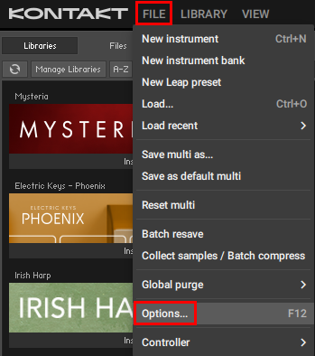 Kontaktでのオーディオ設定 – Native Instruments