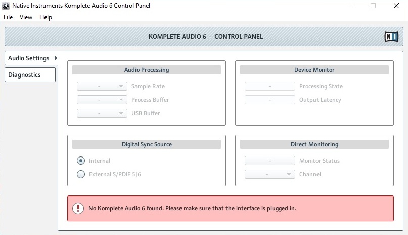 Komplete Audio 6 Control Panel