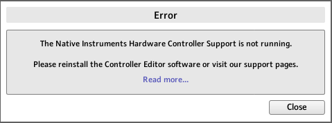Controller Editor Error "Hardware Controller is not running." – Instruments