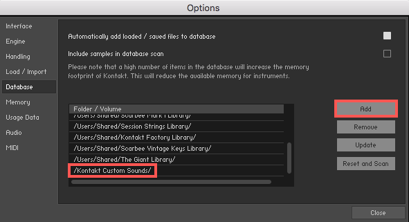 how to add files to kontakt 5 library